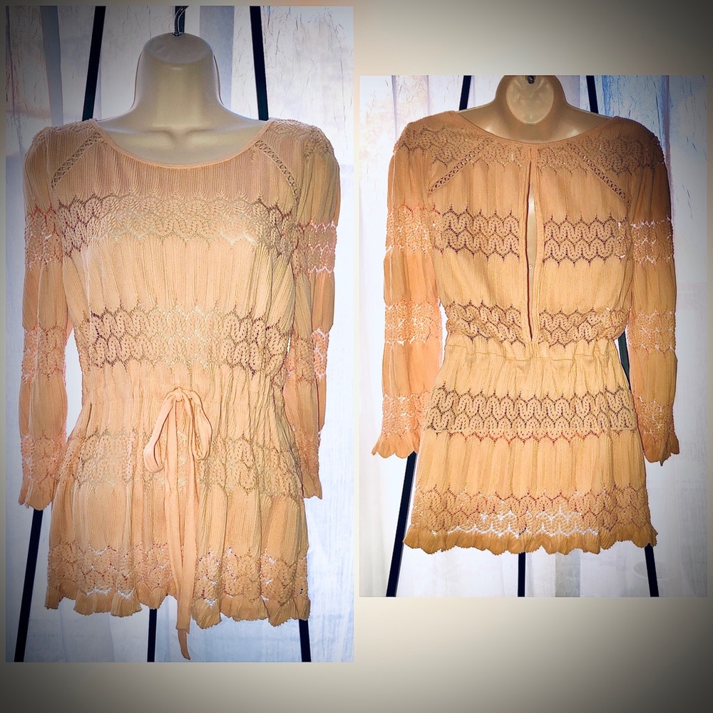 EUC Free People Peach Fire Island Top M